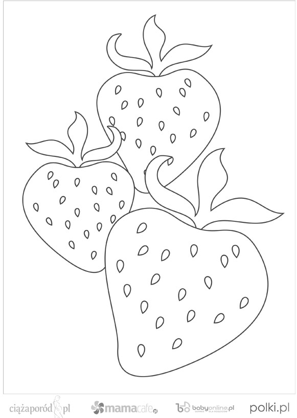 truskawki kolorowanka - 3 owoce