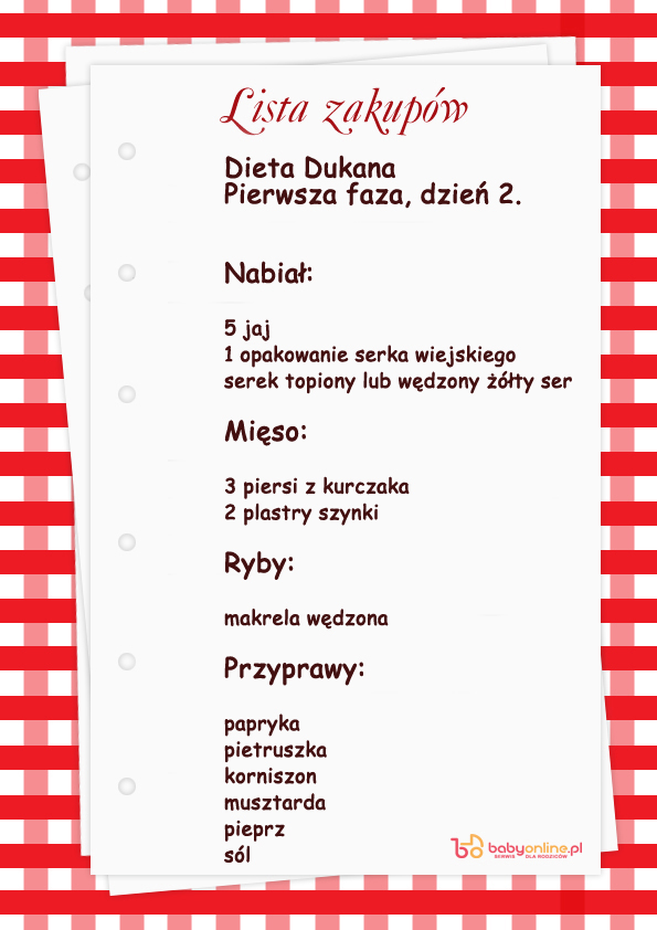 dieta dukan faza 1 jadłospis